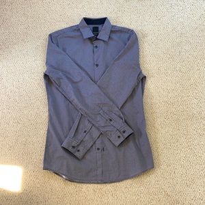 H&M Navy/White Patterned Slim Fit Dress Shirt